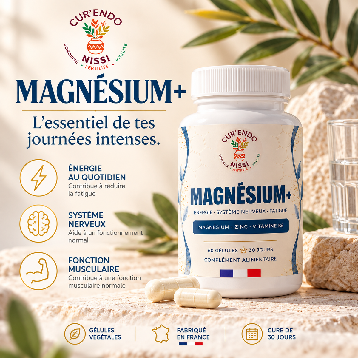 MAGNÉSIUM+ - Magnésium bisglycinate, Zinc & Vitamine B6