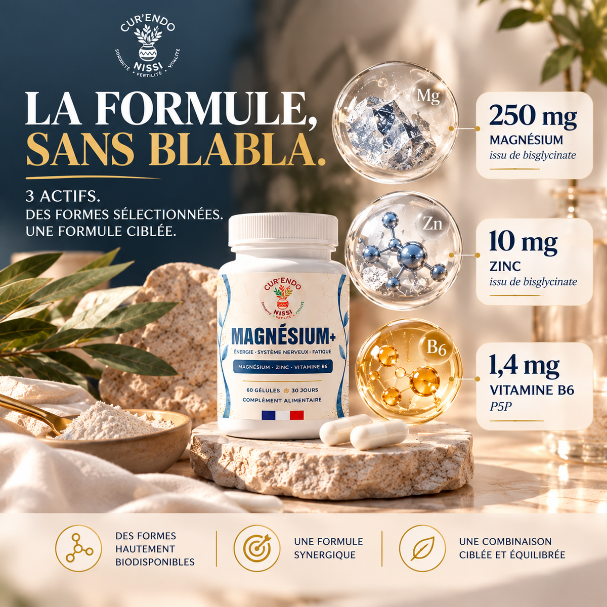 MAGNÉSIUM+ - Magnésium bisglycinate, Zinc & Vitamine B6