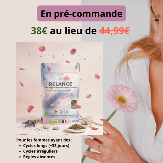 RELANCE – Infusion plantes cycle féminin | Cycles longs, irréguliers, règles absentes