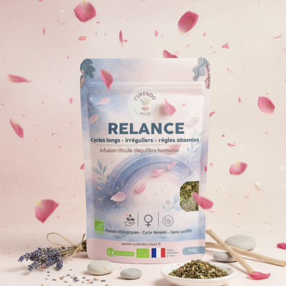 RELANCE – Infusion plantes cycle féminin | Cycles longs, irréguliers, règles absentes